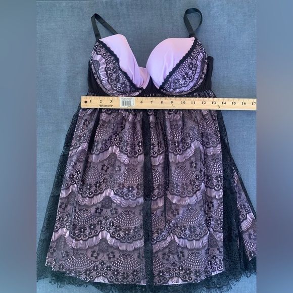 Cacique Womens Purple Black Lace Adjustable Spaghetti Strap Back Clasp Lingerie - Picture 8 of 9